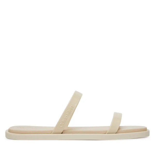 Klapki Calvin Klein Double Bar Slide - Jelly HW0HW02417 Écru