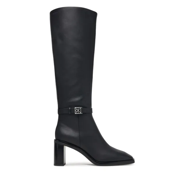 Kozaki Calvin Klein Block Heel High Boot Lth Hdw HW0HW03178 Czarny