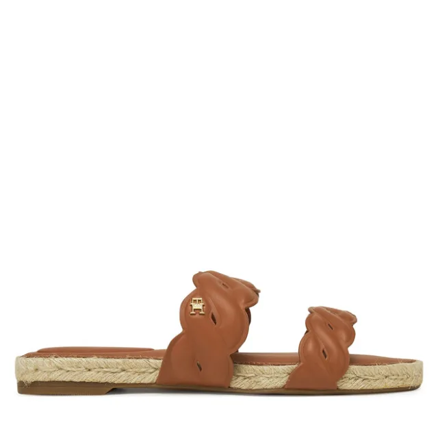 Klapki Tommy Hilfiger Leather Rope Espadrille Mule FW0FW08503 Brązowy