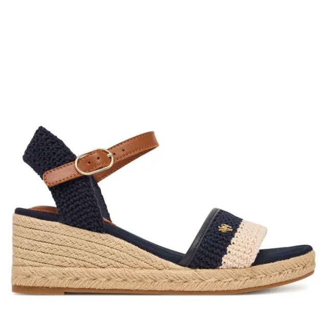 Espadryle Tommy Hilfiger Mid Espad Wedge Crochet FW0FW09516 Granatowy