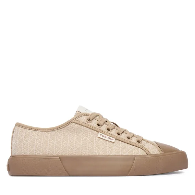 Trampki Calvin Klein Vulc Low Laceup Aop Canvas HW0HW03142 Beżowy