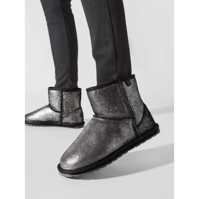 Śniegowce EMU Australia Wallaby Mini Metallic Teens T12358 Czarny