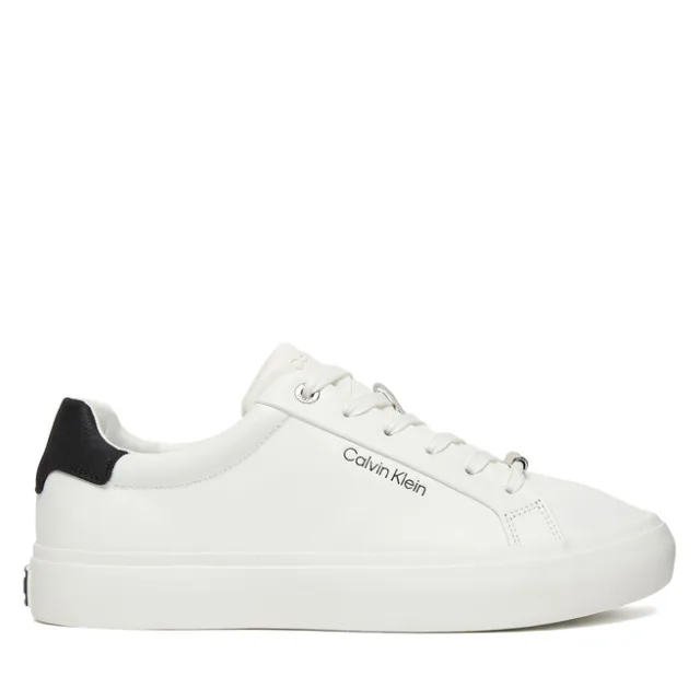Sneakersy Calvin Klein Vulc Lace Up Lth/Moire Bt HW0HW02747 Biały