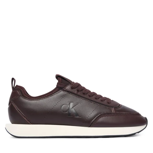 Sneakersy Calvin Klein Retro Runner Sock Panl Lth Neo HW0HW03118 Bordowy