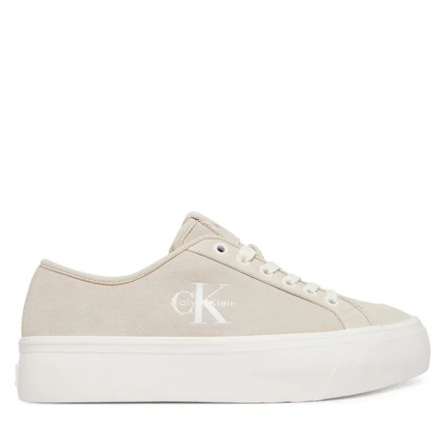 Sneakersy Calvin Klein Vulc Flatf Laceup Suede HW0HW03088 Beżowy