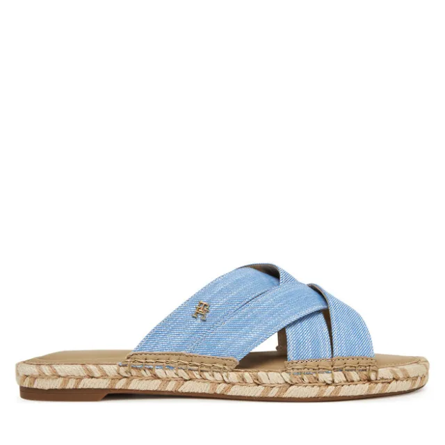 Klapki Tommy Hilfiger Chambray Espadrille Mule FW0FW08501 Niebieski