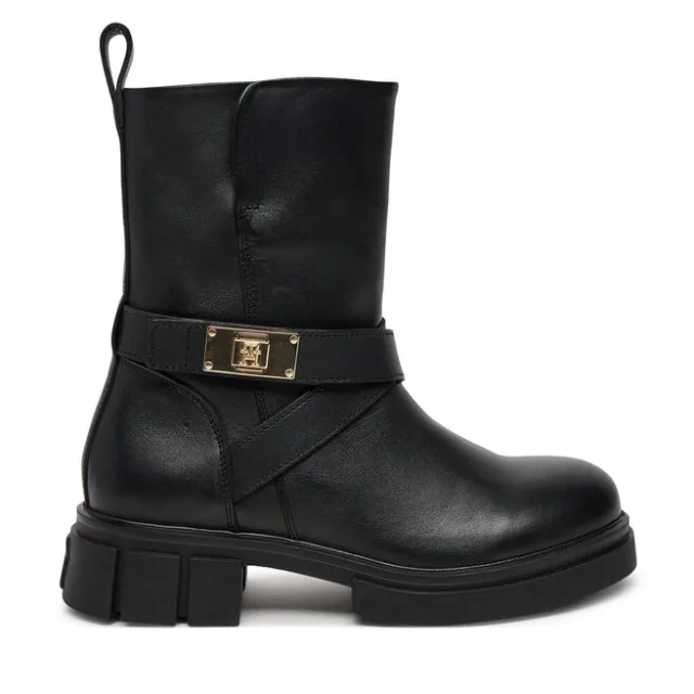 Botki Tommy Hilfiger Biker Leather FW0FW08313 Czarny