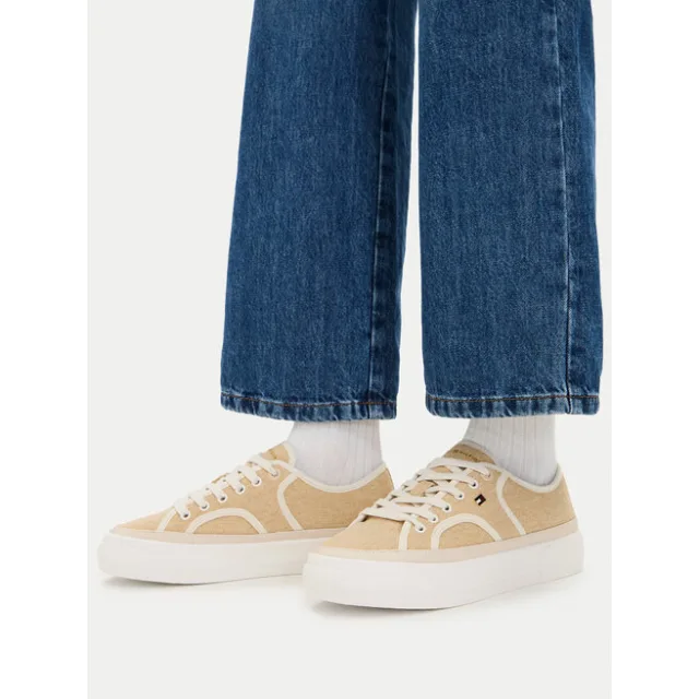 Tenisówki Tommy Hilfiger Platform Vulc Piping FW0FW09394 Żółty