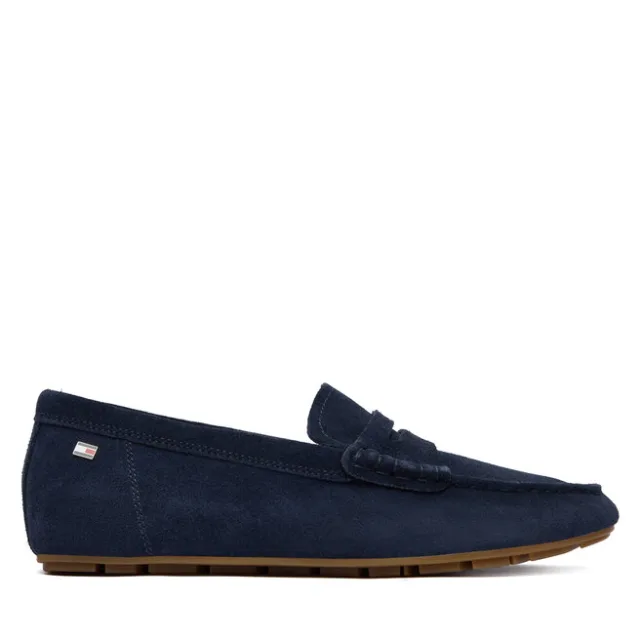 Mokasyny Tommy Hilfiger Flag Soft Suede Driver Loafer FW0FW08558 Granatowy