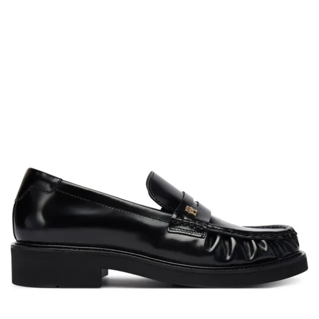 Mokasyny Tommy Hilfiger Square Toe Abrasivato FW0FW08825 Czarny