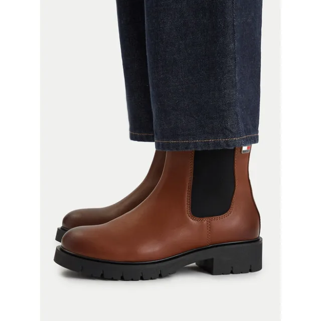Sztyblety Tommy Jeans Tjw Cleated Chelsea Boots EN0EN03105 Brązowy
