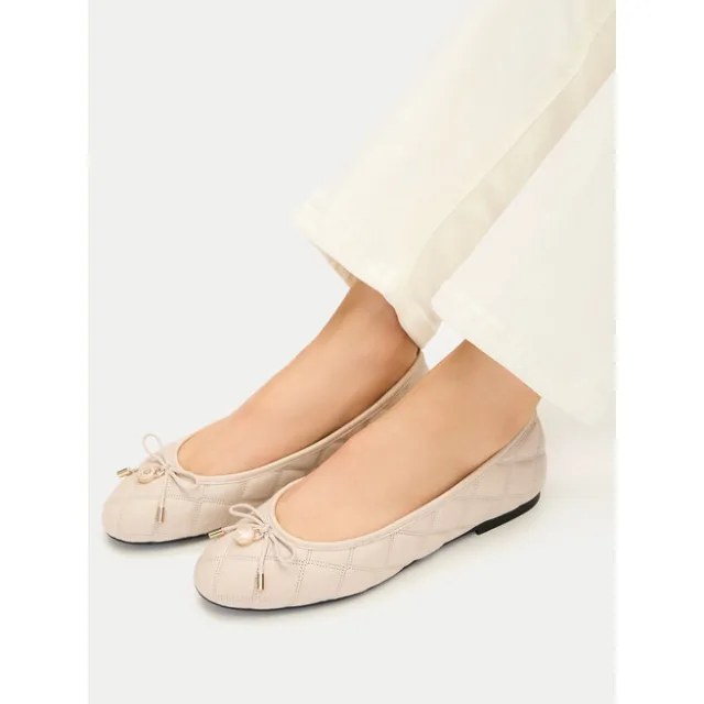Baleriny Tommy Hilfiger Charm Quilted Ballerina FW0FW09503 Beżowy jasny