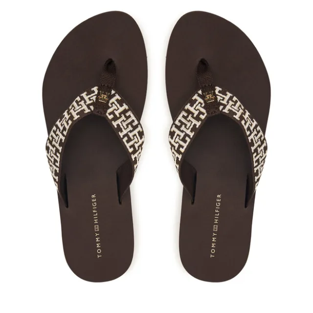Japonki Tommy Hilfiger Corportate Sandal FW0FW09610 Brązowy