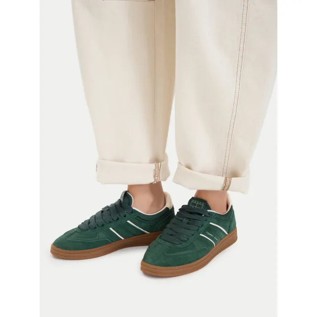 Sneakersy Tommy Jeans The Greenwich Edge Suede EN0EN02924 Zielony