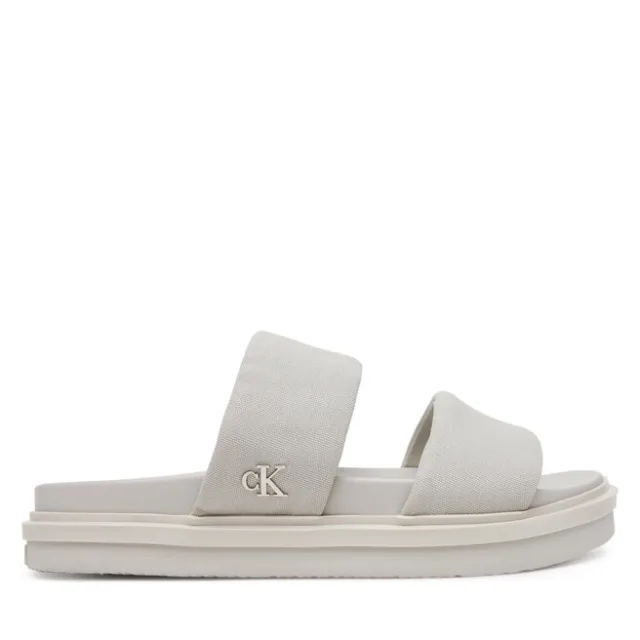 Klapki Calvin Klein Jeans Flat Molded Dbl Bar Sandal Cv YM0YM01222 Szary