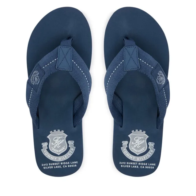 Japonki Tommy Hilfiger Patch Hilfiger Beach Sandal FM0FM05804 Niebieski
