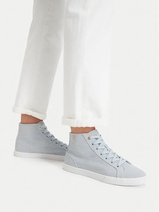 Sneakersy Tommy Hilfiger Th Chic Low Profile Mid Cut FW0FW09356 Błękitny
