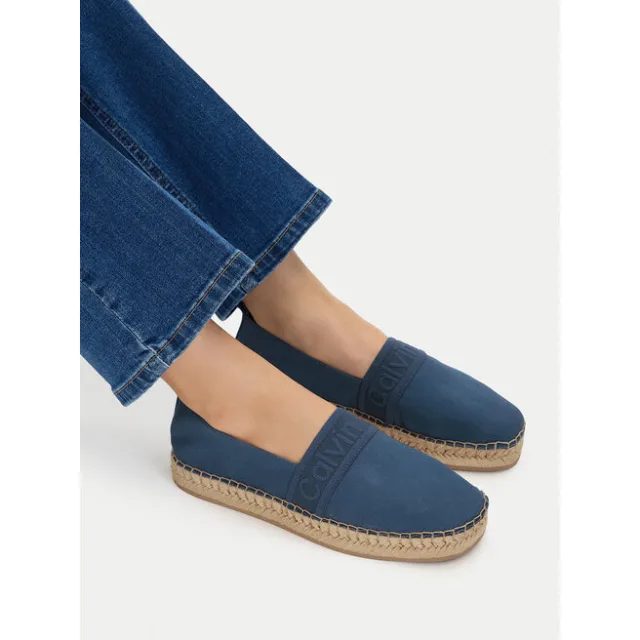 Espadryle Calvin Klein Oblique Espadrille Webbing HW0HW02934 Niebieski
