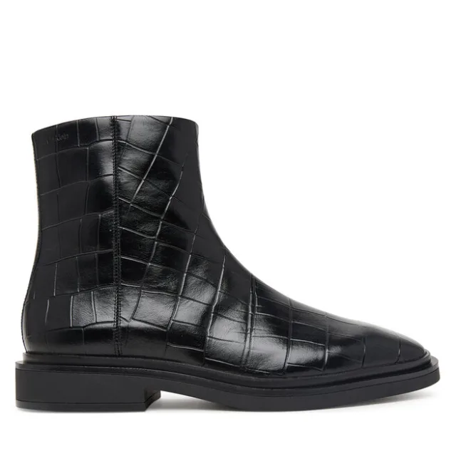Botki Calvin Klein Square Ankle Boot Zip Croc Lth HW0HW03185 Czarny