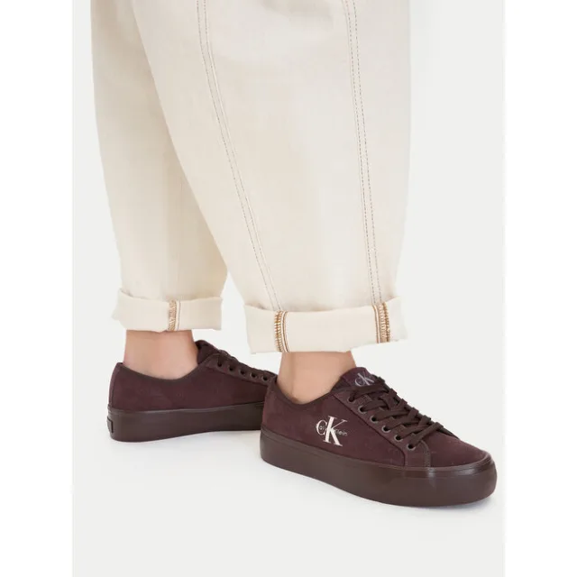 Tenisówki Calvin Klein Vulc Flatf Laceup Suede HW0HW03088 Bordowy