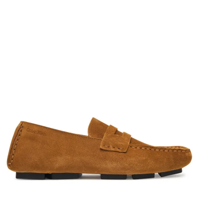 Mokasyny Calvin Klein Square Driver Suede HW0HW02844 Brązowy