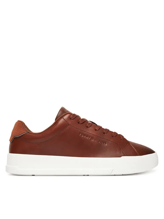 Sneakersy Tommy Hilfiger Th Court Core Cognac FM0FM05729 Brązowy