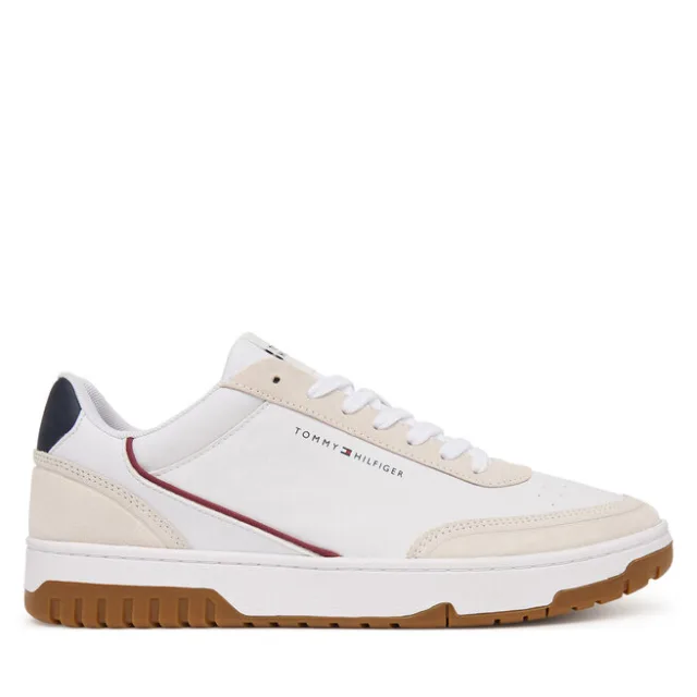 Sneakersy Tommy Hilfiger Th Basket Core Leather Suede Mix FM0FM05881 Biały