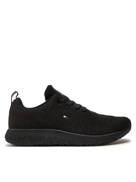 Sneakersy Tommy Hilfiger Corporate Knit Rib Runner FM0FM02838 Czarny
