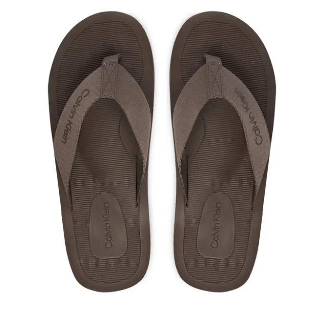 Japonki Calvin Klein Logo Webbing Strap HM0HM02106 Brązowy