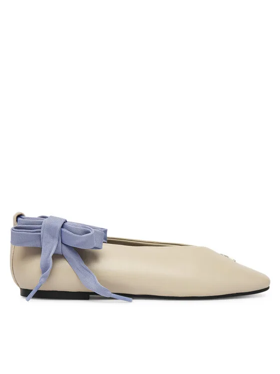 Baleriny Tommy Jeans Tjw Ballerina With Laces EN0EN02939 Écru