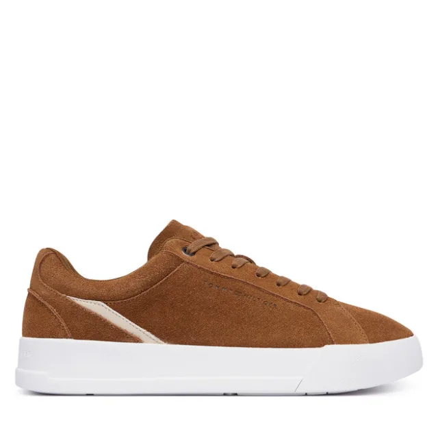 Sneakersy Tommy Hilfiger Th Court Premium Suede FM0FM05880 Brązowy