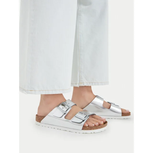 Klapki Birkenstock Arizona Metallic 1005961 Srebrny