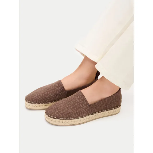 Espadryle Calvin Klein Oblique Espadrille Aop HW0HW02933 Brązowy