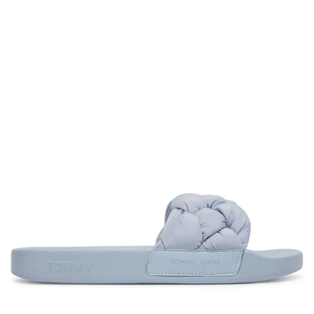 Klapki Tommy Jeans Tjw Braided Slides EN0EN02975 Błękitny