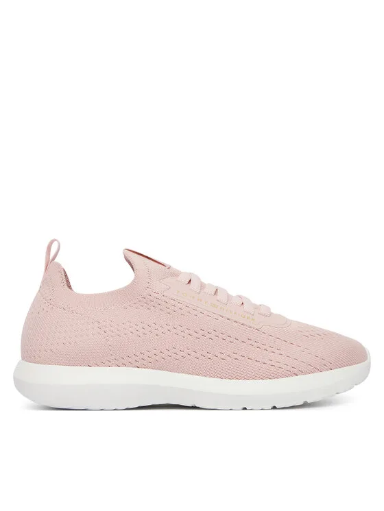 Sneakersy Tommy Hilfiger Th Knit Extralight Runner FW0FW09112 Beżowy jasny