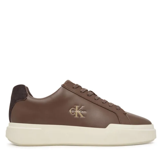 Sneakersy Calvin Klein Chunky Cupsole Laceup Croc Bt HM0HM02298 Brązowy ciemny