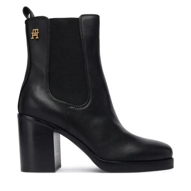 Botki Tommy Hilfiger Square Toe Chelsea High Block Hl FW0FW08844 Czarny