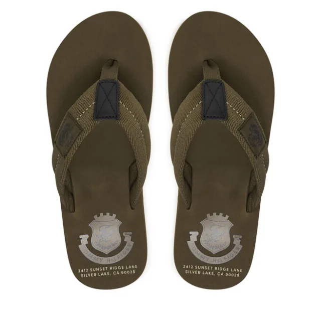 Japonki Tommy Hilfiger Patch Hilfiger Beach Sandal FM0FM05804 Zielony