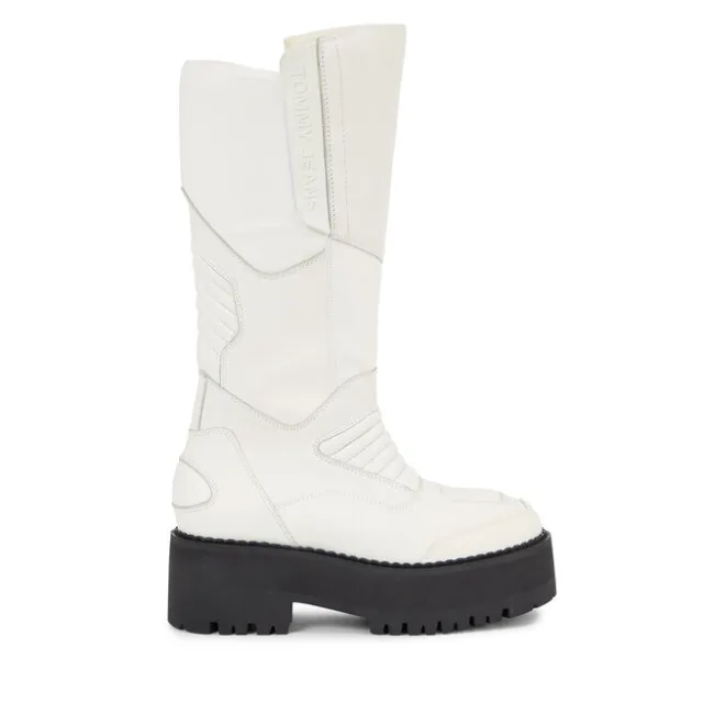 Kozaki Tommy Jeans Tjw Long Shaft Biker Boot EN0EN02376 Biały