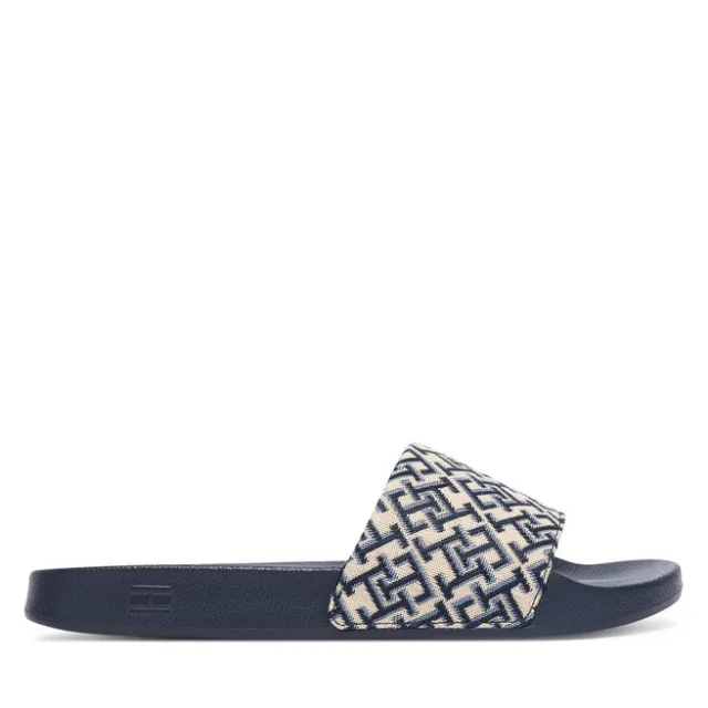 Klapki Tommy Hilfiger Monogram Pool Slide FW0FW09423 Granatowy