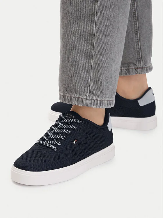Tommy Hilfiger Sneakersy Knit Cupsole FW0FW09289 Granatowy