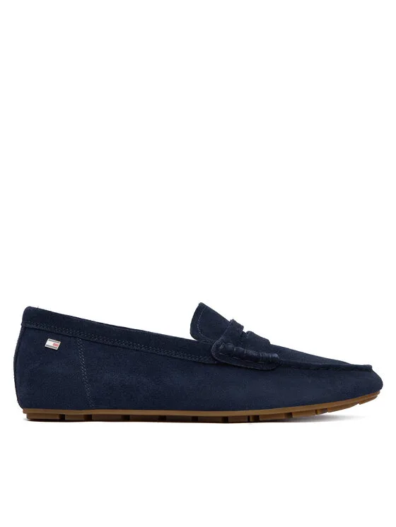 Tommy Hilfiger Mokasyny Flag Soft Suede Driver Loafer FW0FW08558 Granatowy