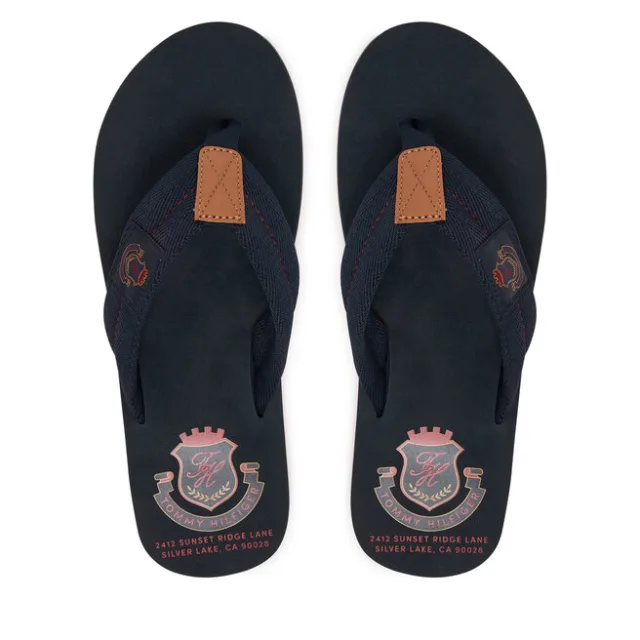Japonki Tommy Hilfiger Patch Hilfiger Beach Sandal FM0FM05804 Granatowy