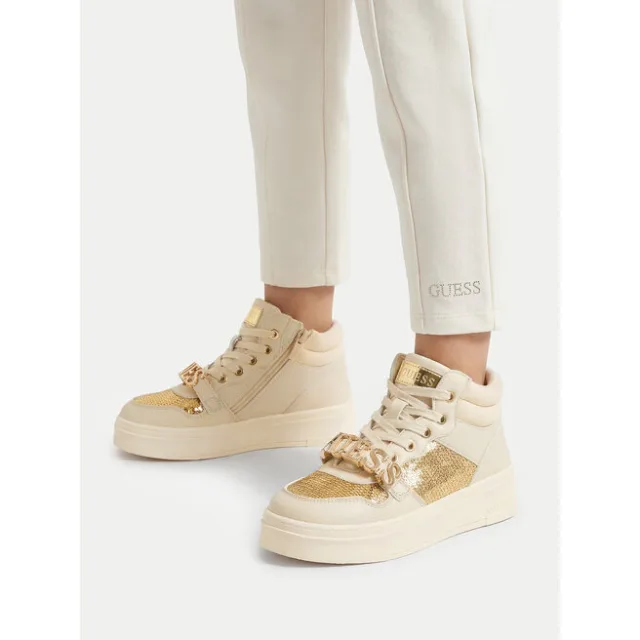 Sneakersy Guess CEOWB-AVO-357-05 Écru