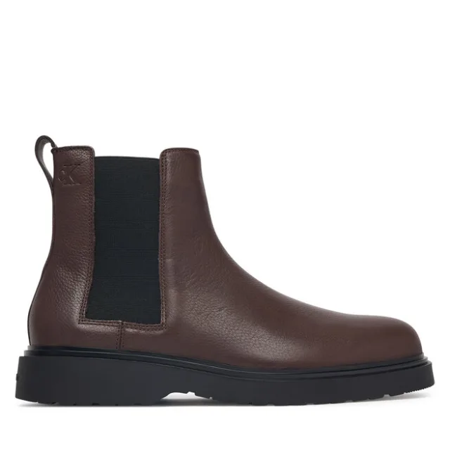 Sztyblety Calvin Klein Combat Ess Chelsea Boot Lth YM0YM01374 Brązowy