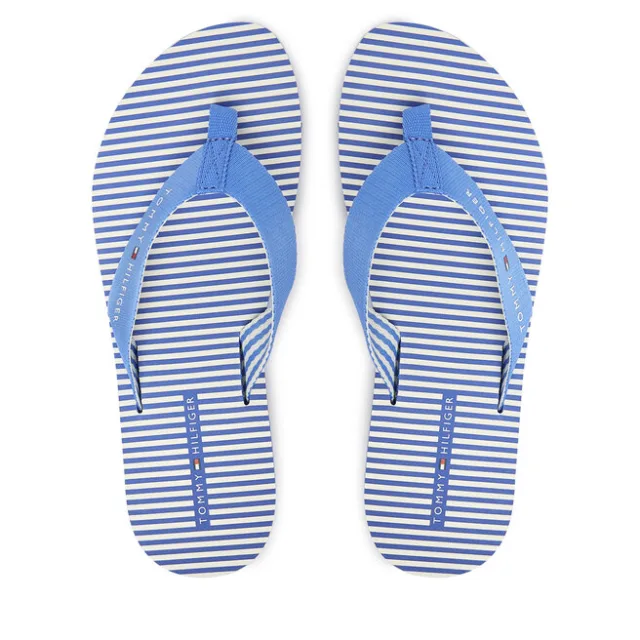 Japonki Tommy Hilfiger Th Ithaca Stripe Summer Sandal FW0FW09192 Niebieski
