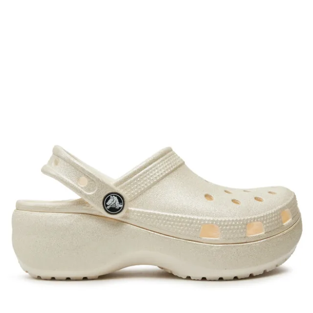 Klapki Crocs Classic Platform Glitter Clog W 207241 Écru