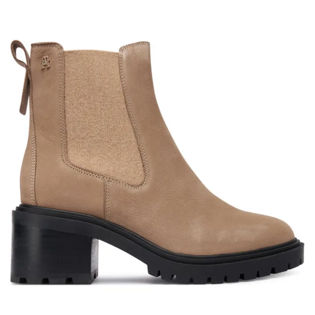 Botki Tommy Hilfiger Th Nubuck Chelsea Cleated Heel FW0FW09158 Beżowy