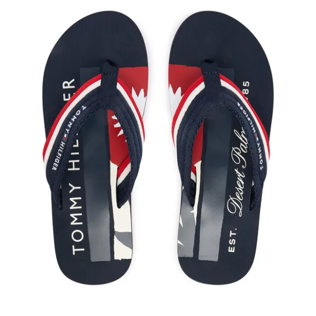 Japonki Tommy Hilfiger Patch Hilfiger Beach Sandal FM0FM05903 Granatowy