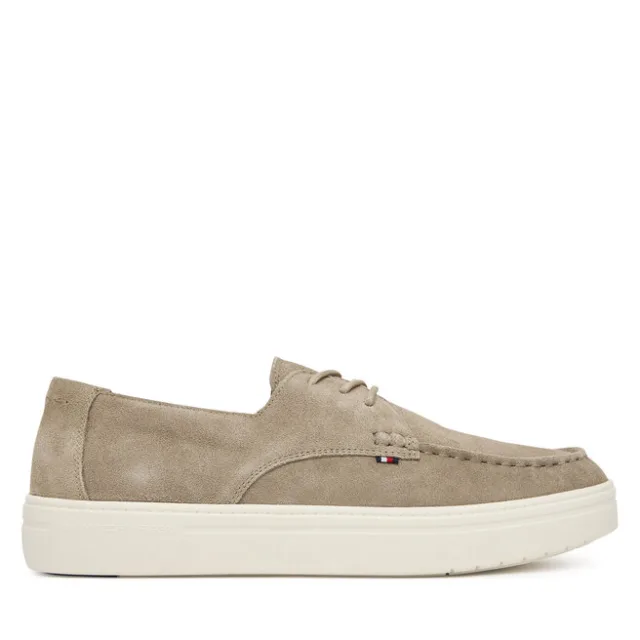 Półbuty Tommy Hilfiger Casual Suede Stitch Toe Hybrid FM0FM05707 Beżowy